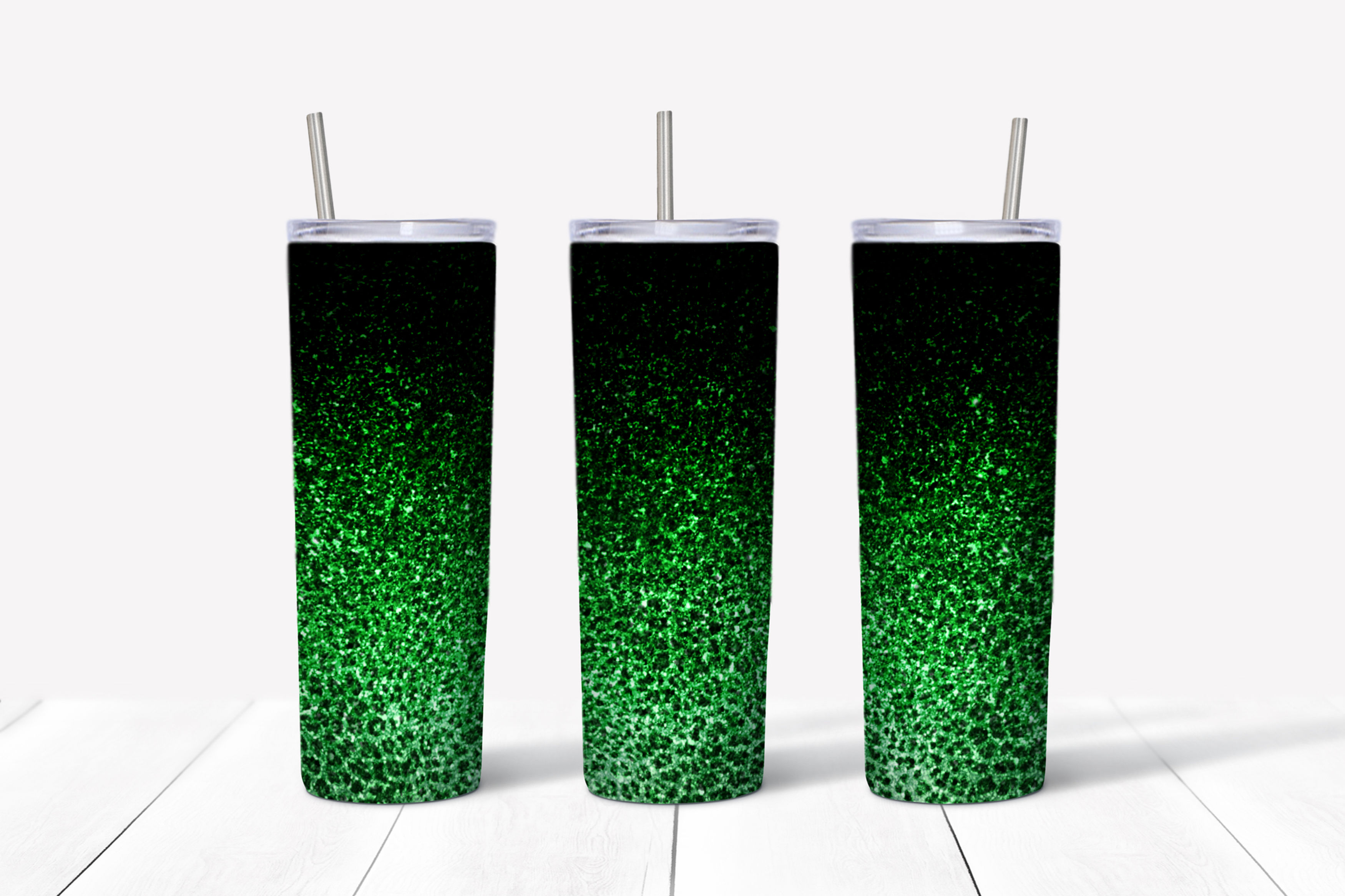 Green Leopard Glitter Ombre