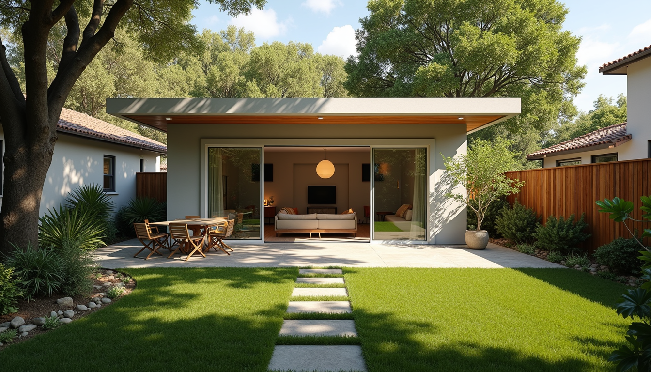 High angle view of a backyard with space for an ADU installation