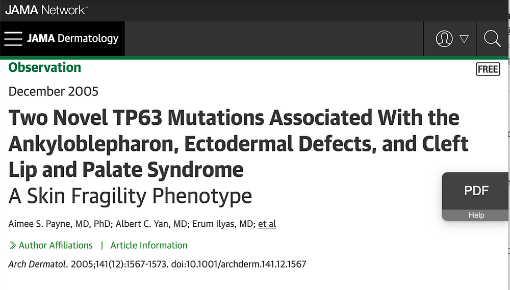 MEDICAL RESEARCH | Two novel TP63 mutations associated with the ...