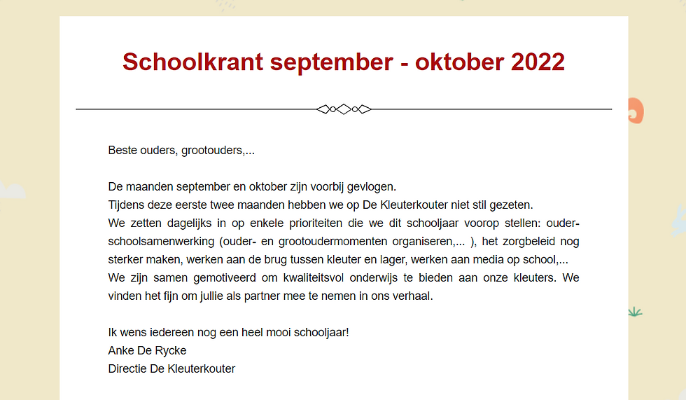 schoolkrant september - oktober 2022