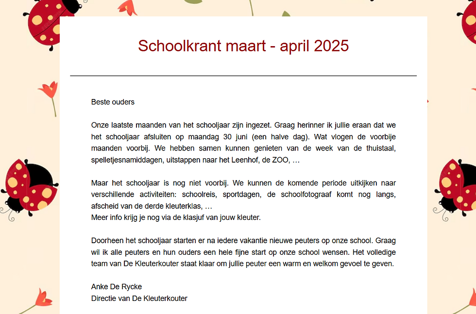 Schoolkrant maart - april 2025