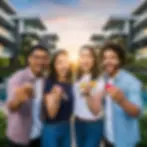 a photo of millennials holding keys to property