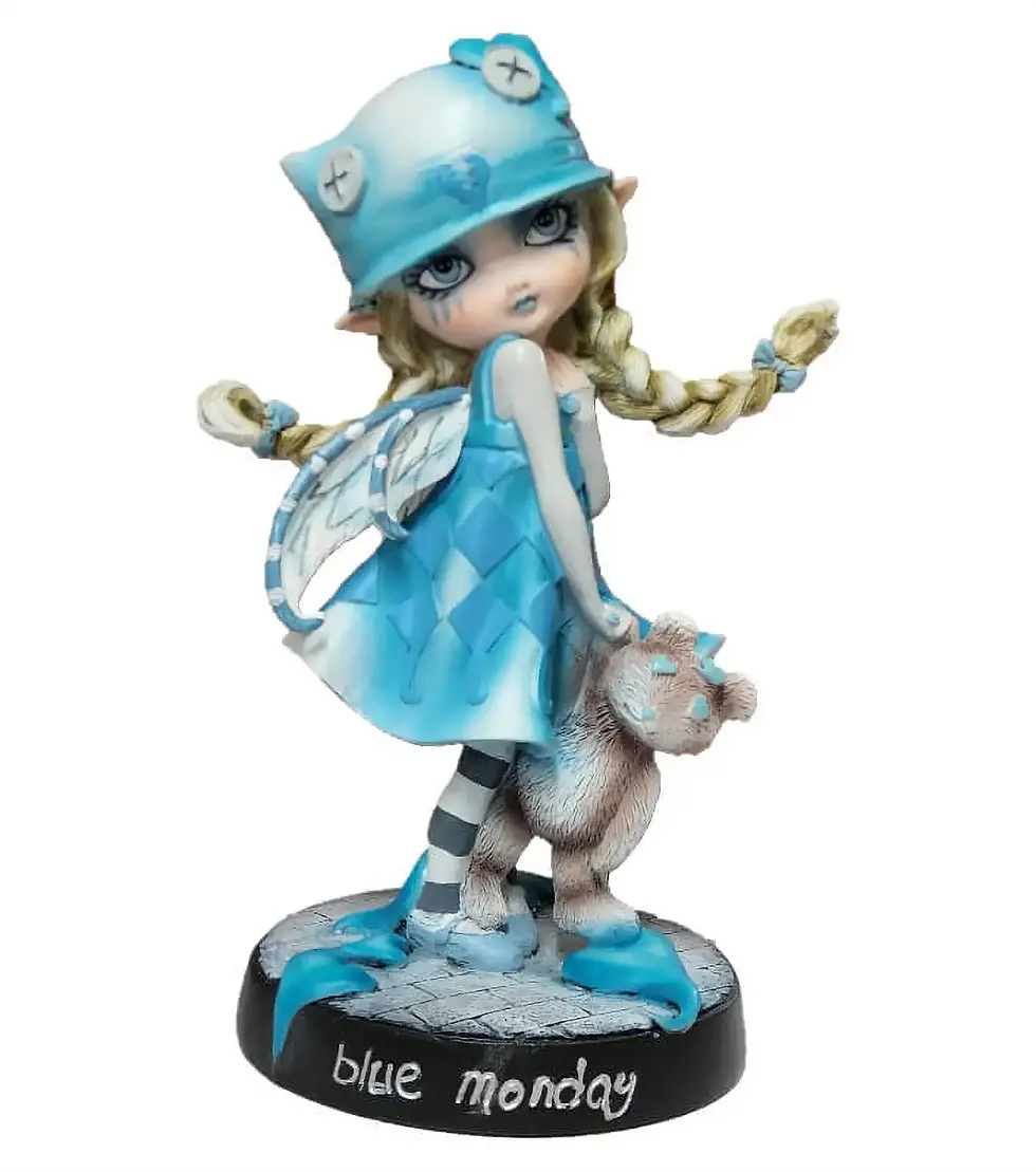 Fée bleue avec petit ourson Figurine Lucie