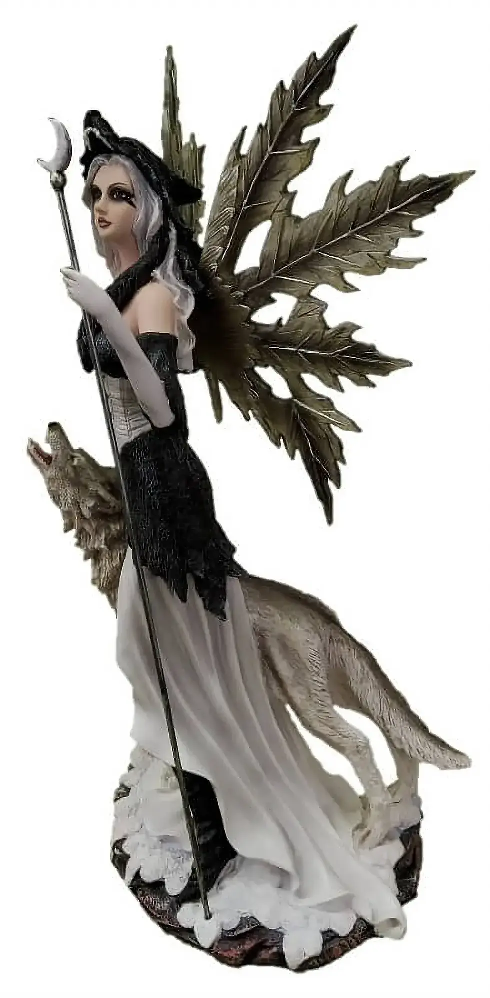 Miniature : Fée et loup gris Figurine Viviana