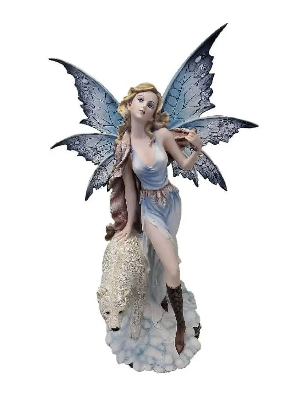 Figurine fée nature avec ours blanc Isaure