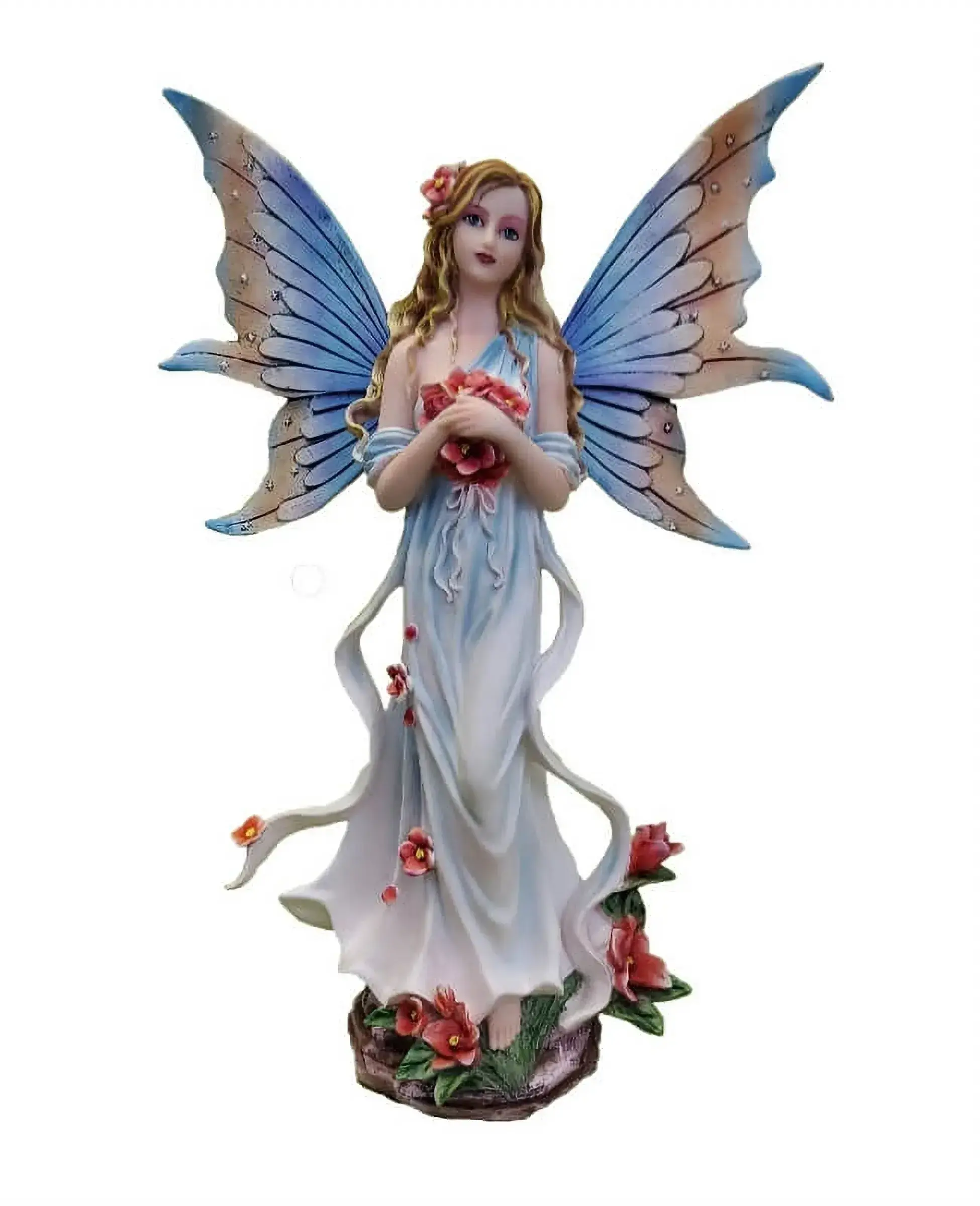 Figurine fée nature avec fleurs rouges Prunelle