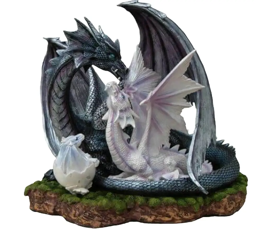 Figurine dragon bleu et ses petits