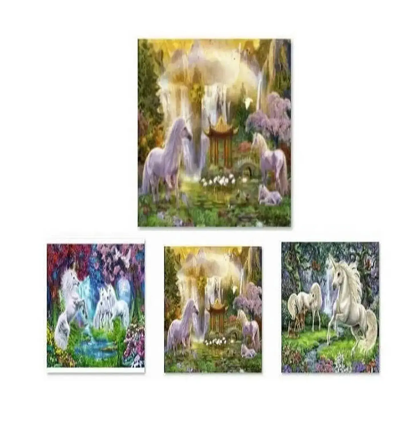 Tableau Licornes effet 3 images