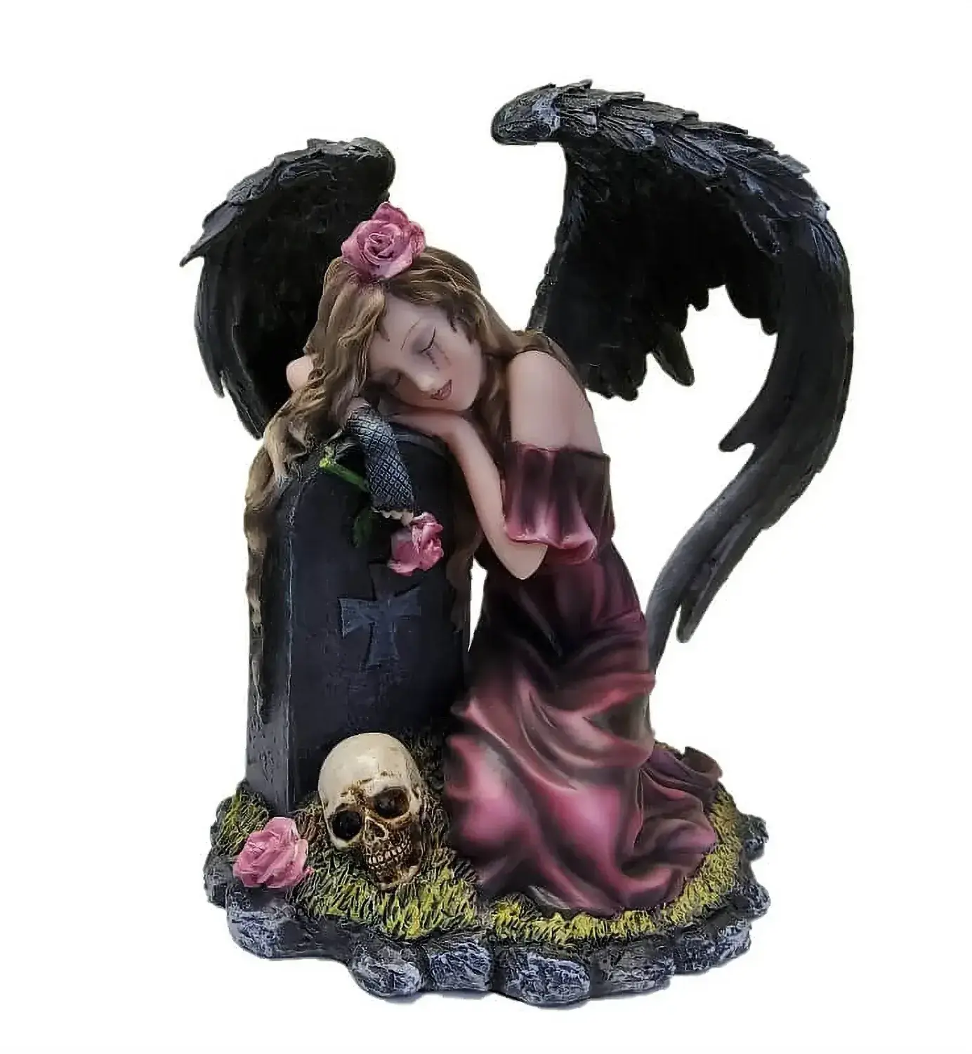 Fée ange noir pleurant sur tombe figurine TRISTA