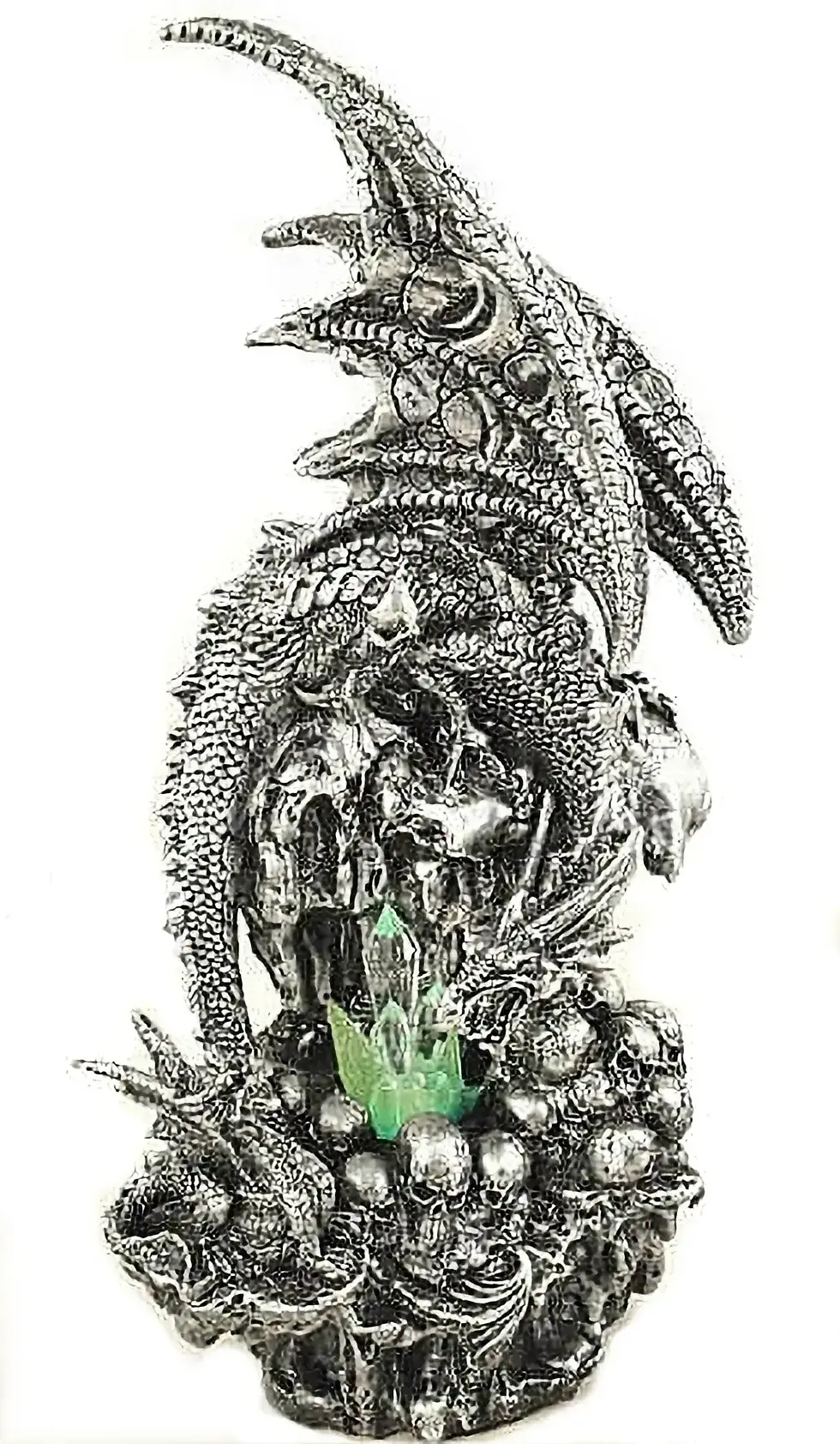Dragon effet métal avec cristaux verts