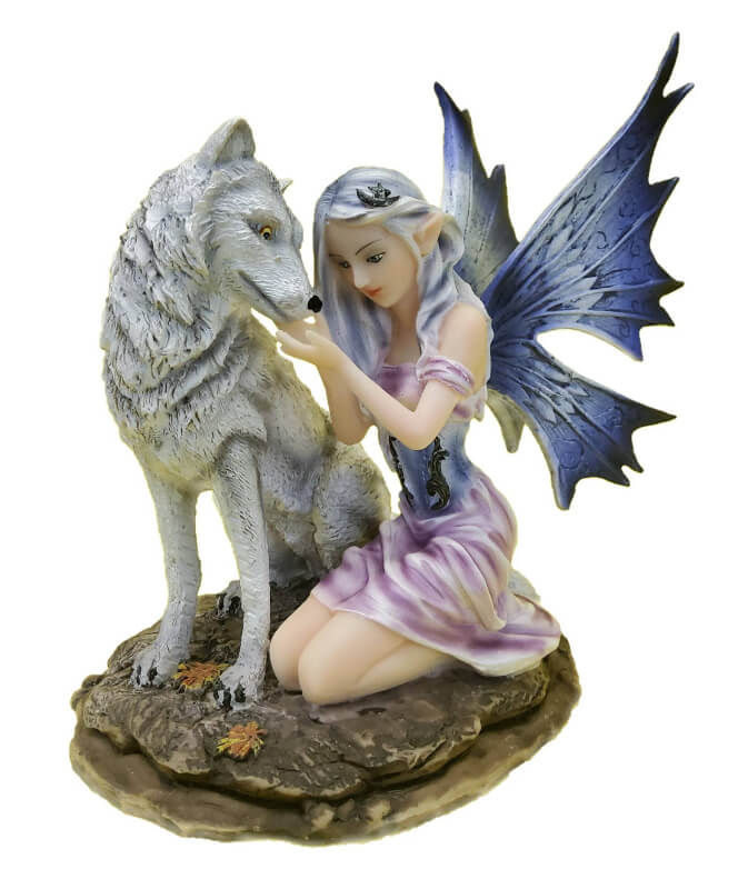 Figurine fée et loup le monde féerique en ligne