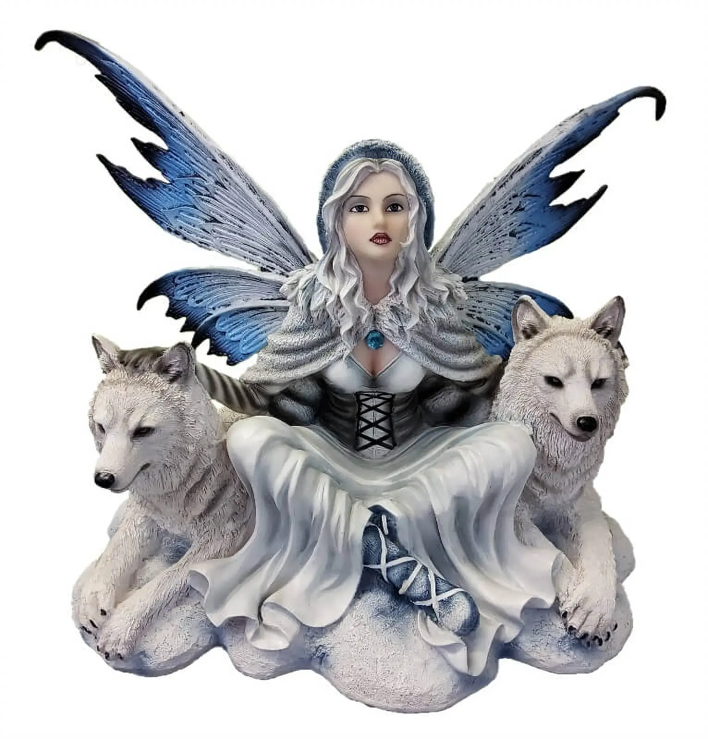 Fée et loups blancs Figurine