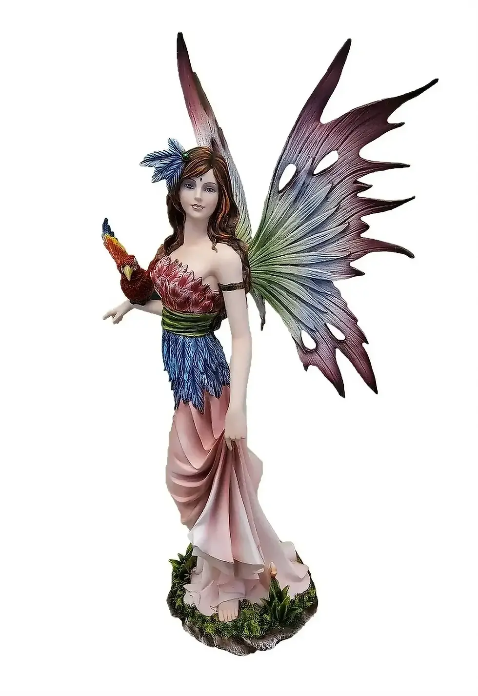 Fée nature CYANA Figurine avec son perroquet
