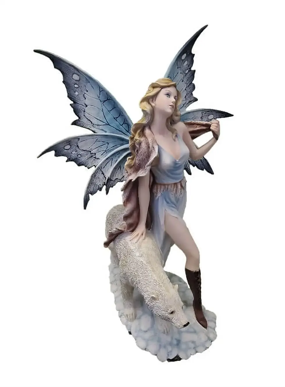 Miniature : Figurine fée nature avec ours blanc Isaure
