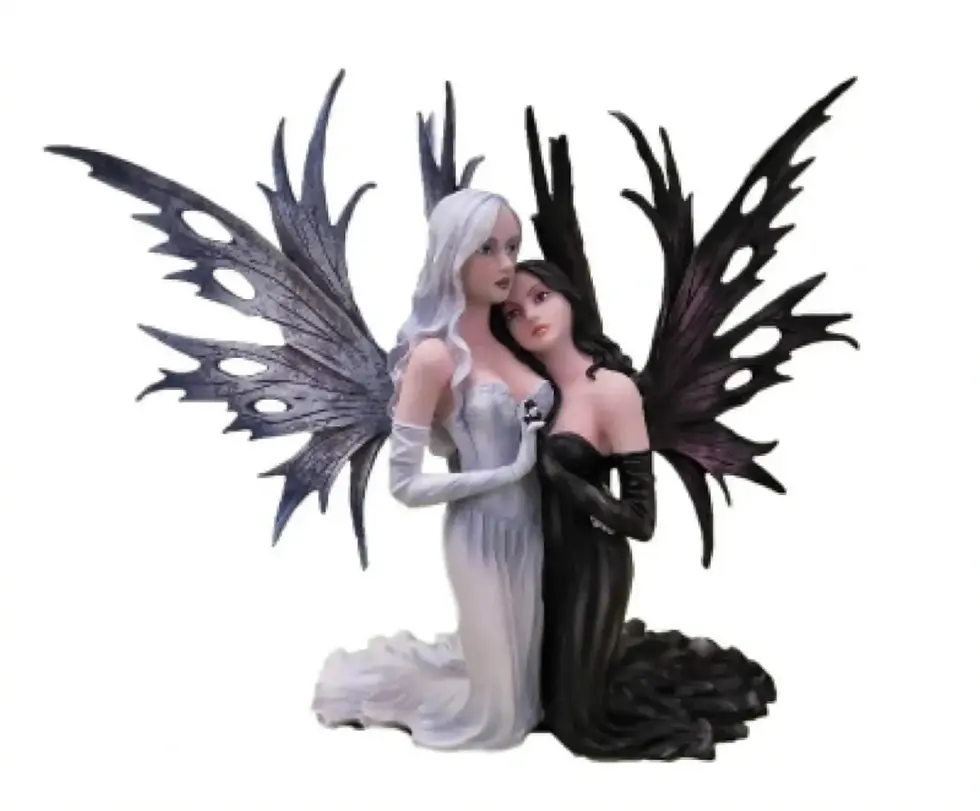 Fées dark en robe noir et blanche Figurine DANICA & VLADMIRA