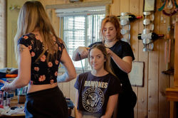 Nea doing Hair on Set