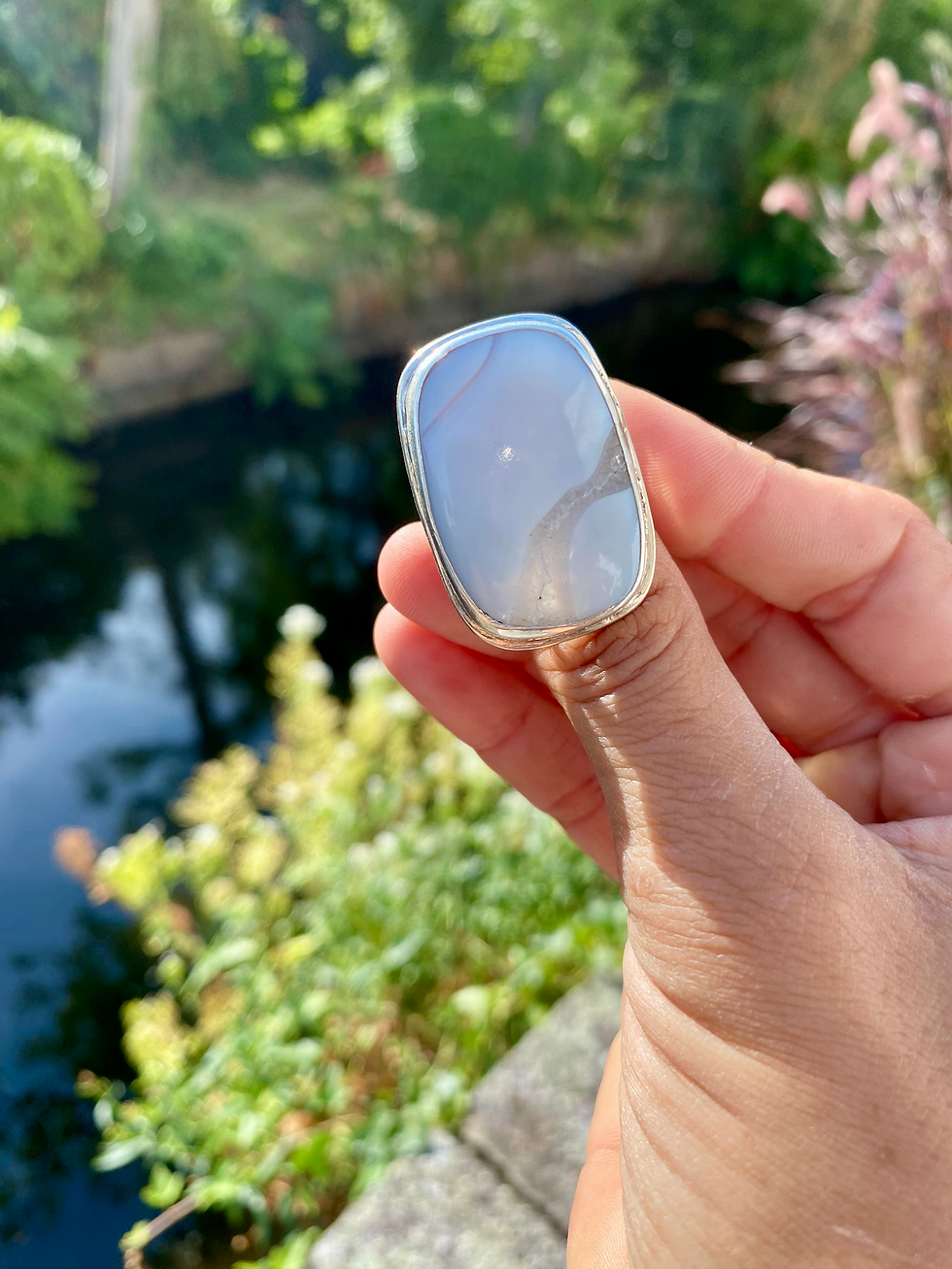 Miniature : Bague Agate Blue lace - Argent 925
