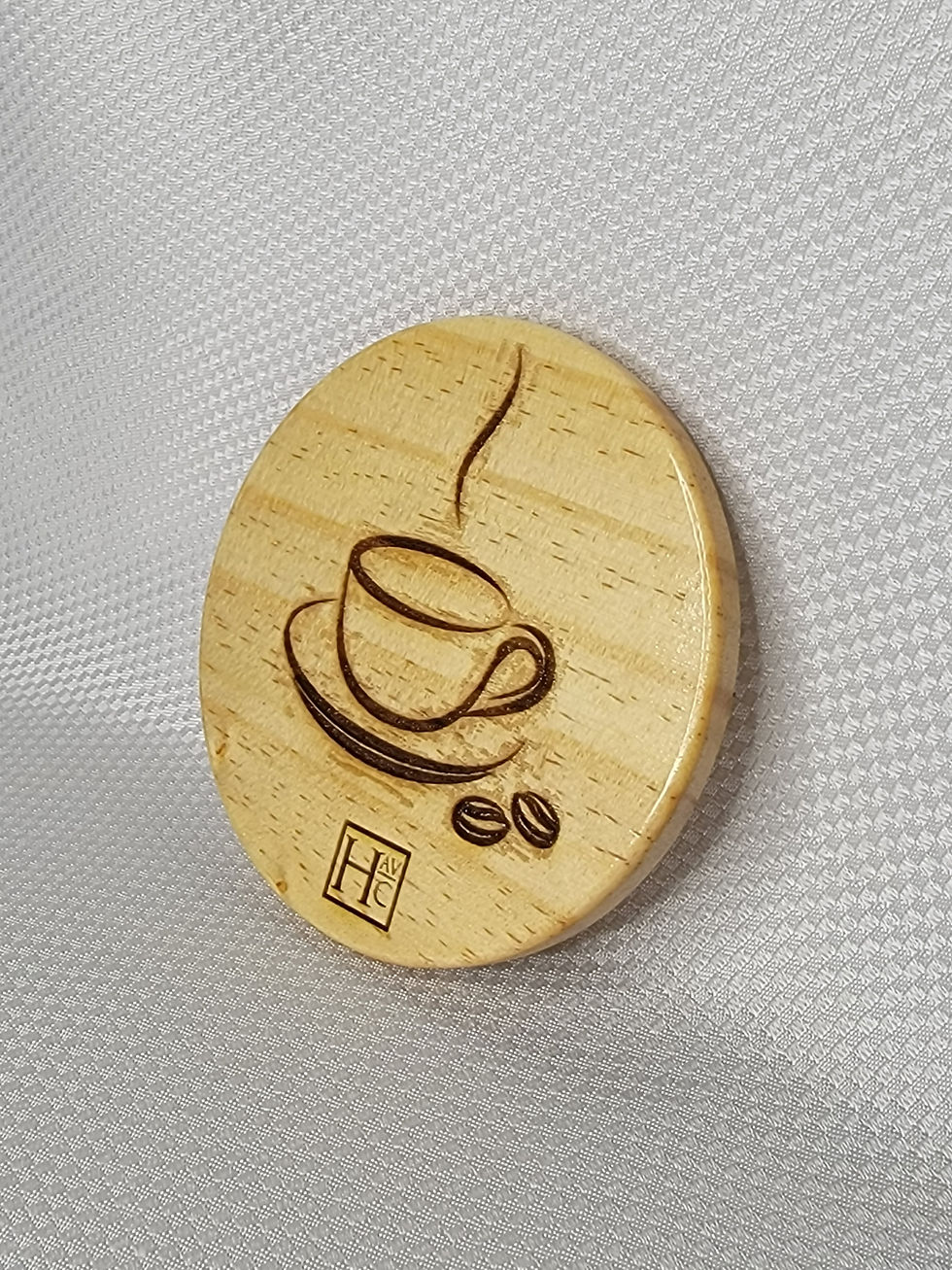 Thumbnail: Coffee Round Wood Coasters, Set of 4, Housewarming Gift, Wooden Laser Coasters.