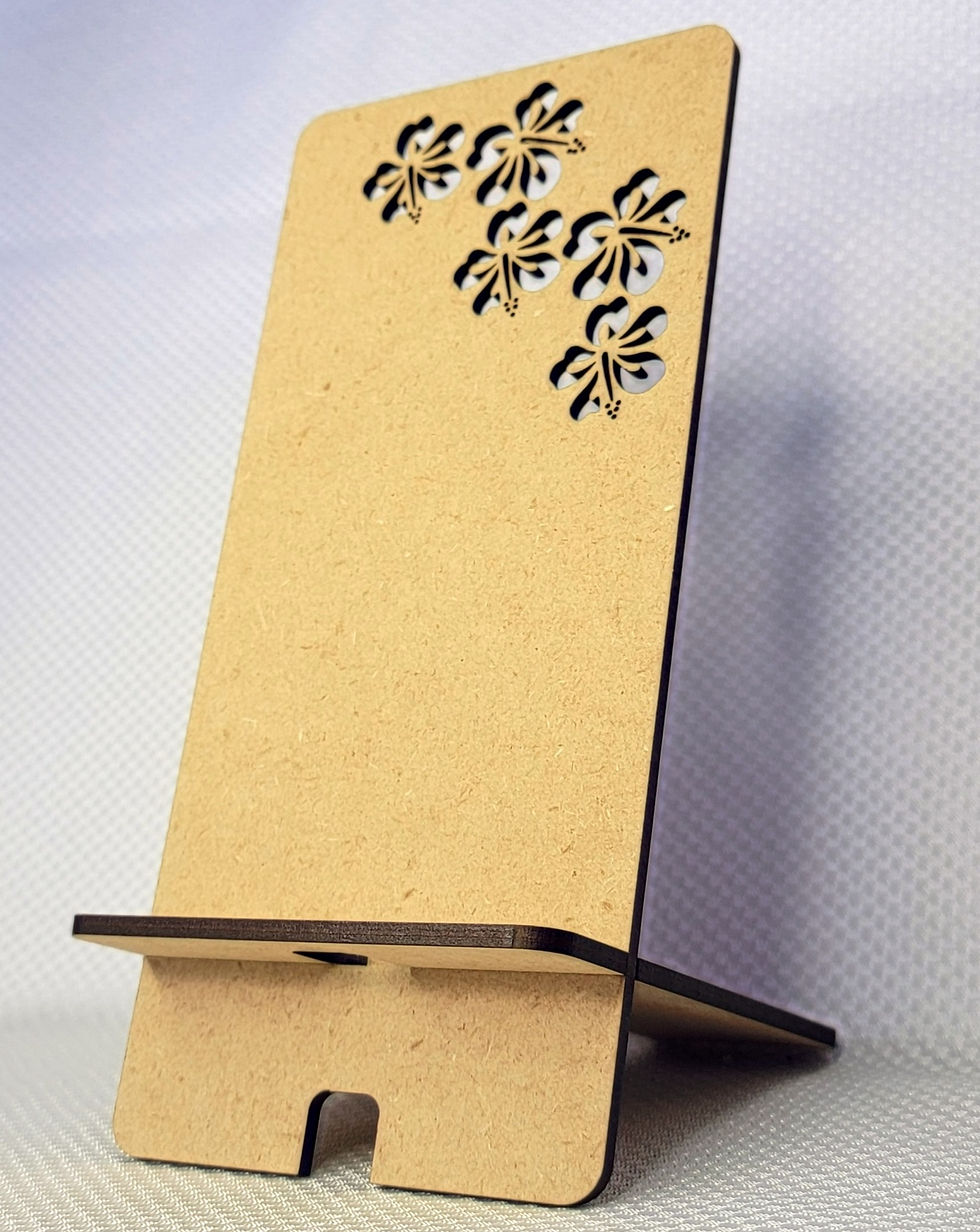 Thumbnail: Flower Cellphone Holder/Stand, Phone stand, Solid Wood Cell Phone Stand.