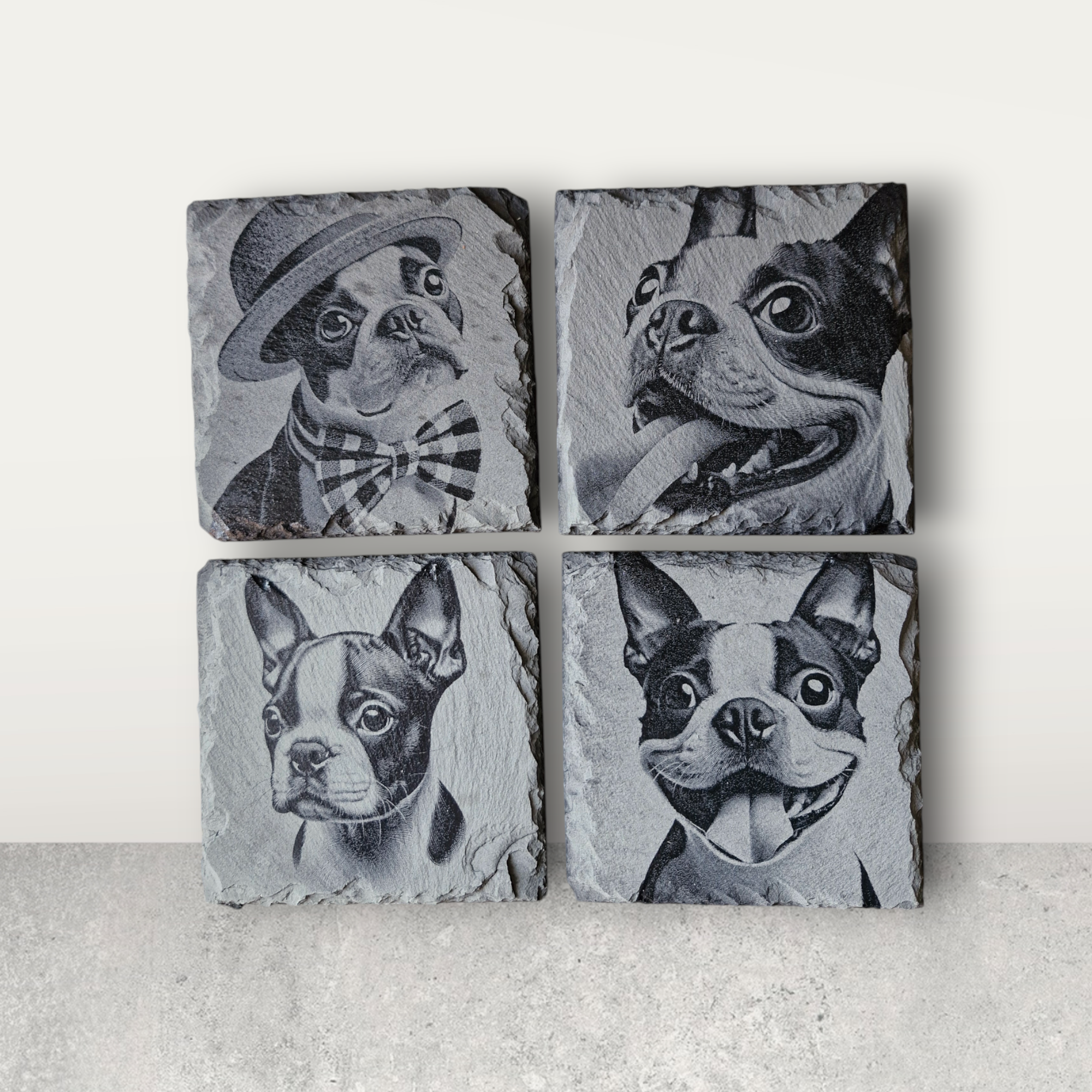 Boston Terrier Collection of Slate Coasters - Set of 4