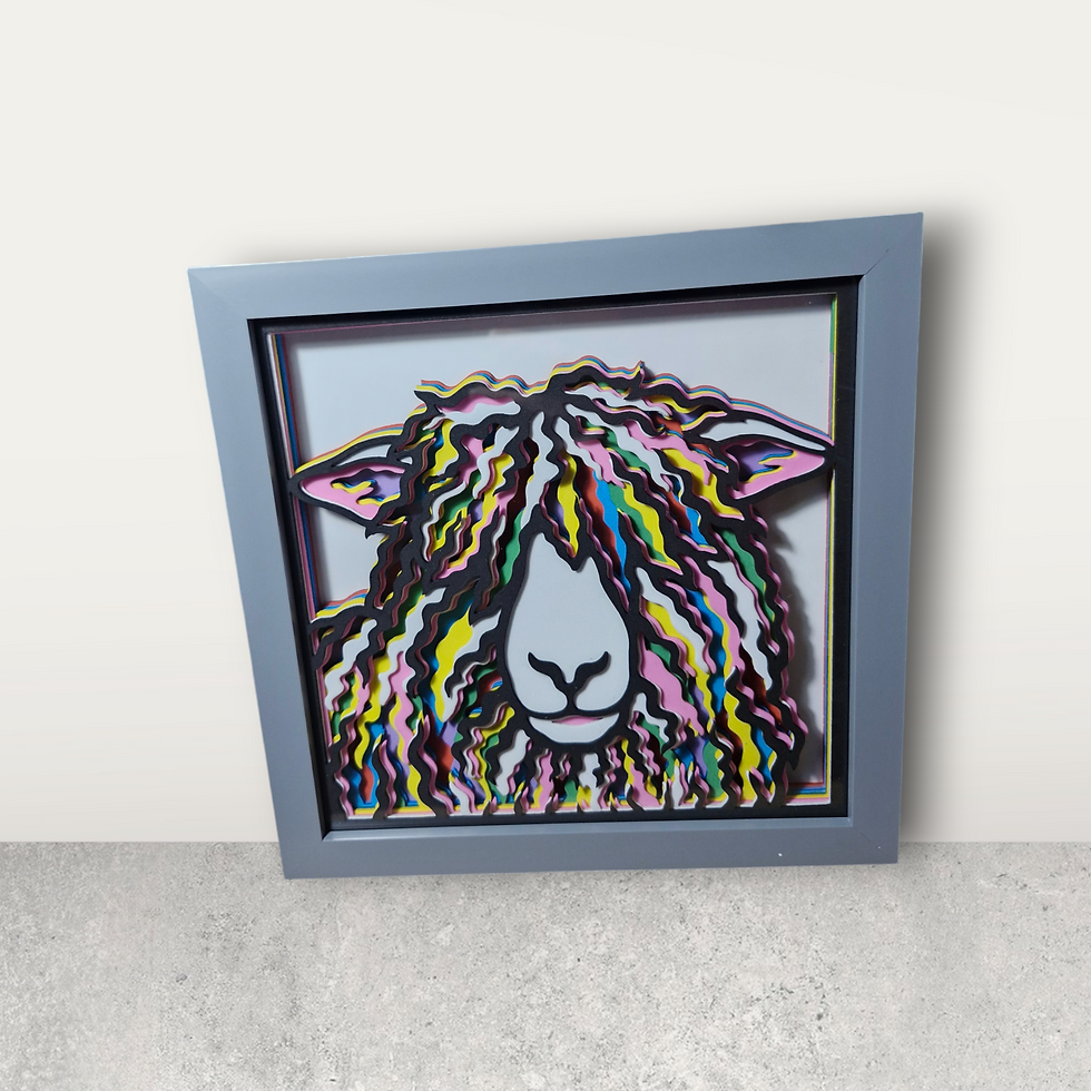Sheep - Layered Wall Art - Framed