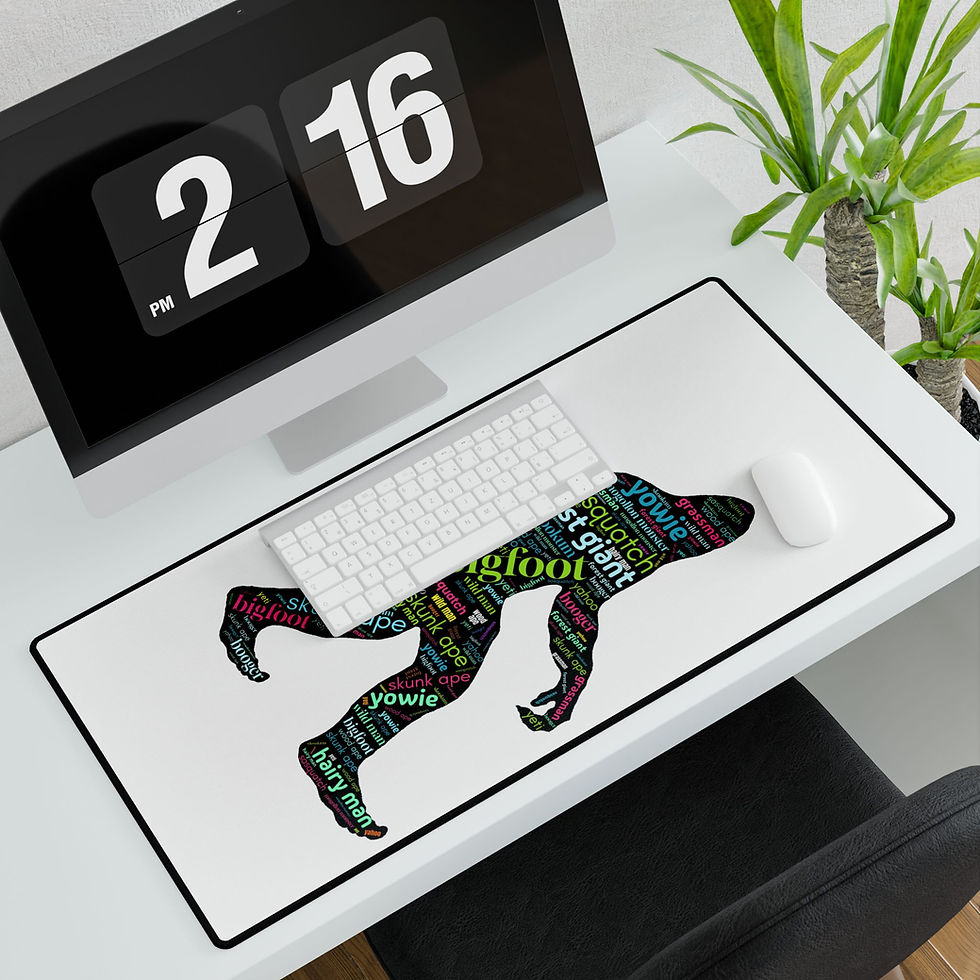 Thumbnail: Sasquatch Word Cloud Desk Mat - Stylish Desk Protector for Cryptid Lovers