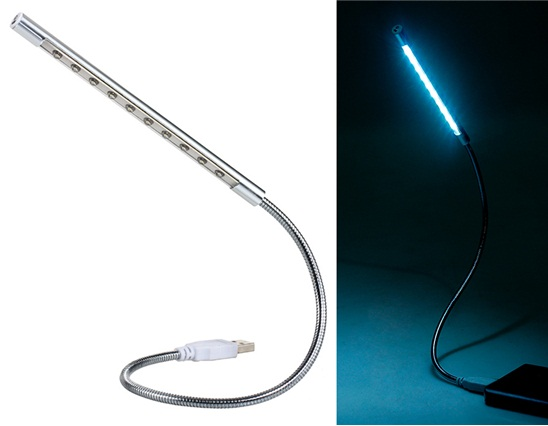 Thumbnail: Lâmpada de Leitura USB com 10 LEDs e Corpo Flexíve