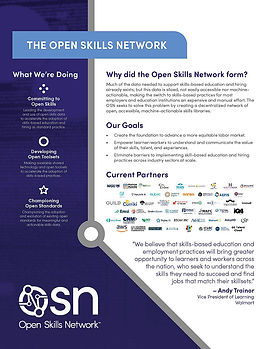 Info image on the goals and partners of the Open Skills Network (OSN).