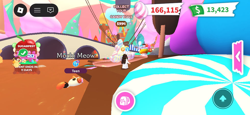 Collecting eggs on the chocolate river!