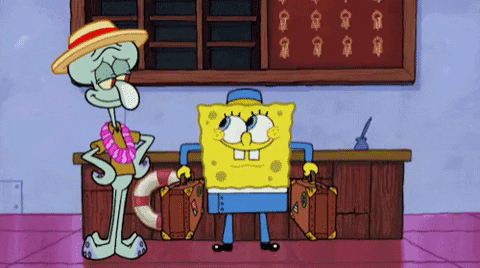 Spongebob rocketing away.