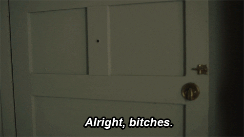 Betty White saying, "Alright, bitches."