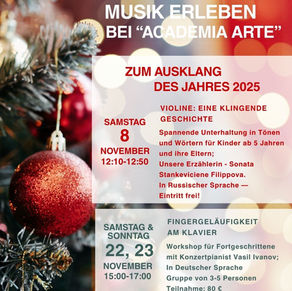 Aktuelles bei "Academia Arte" im November und Dezember 2025