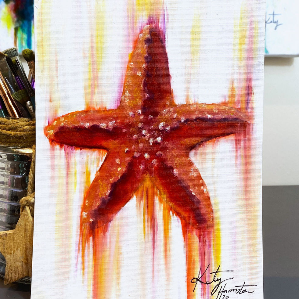 Orange star fish original painting, star fish art, star fish lover. bathroom wall art, kitchen wall art, starfish painting