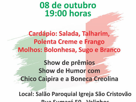 Jantar Italiano com Chico Caipira dia 08/10