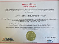 Coach Tomasz Rudnicki: ICF ACSTH certificate