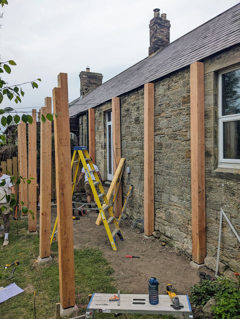Northumberland amble alnmouth timber  wood garage residential architect rustic new build cabin warkworth hipsburn shilbottle