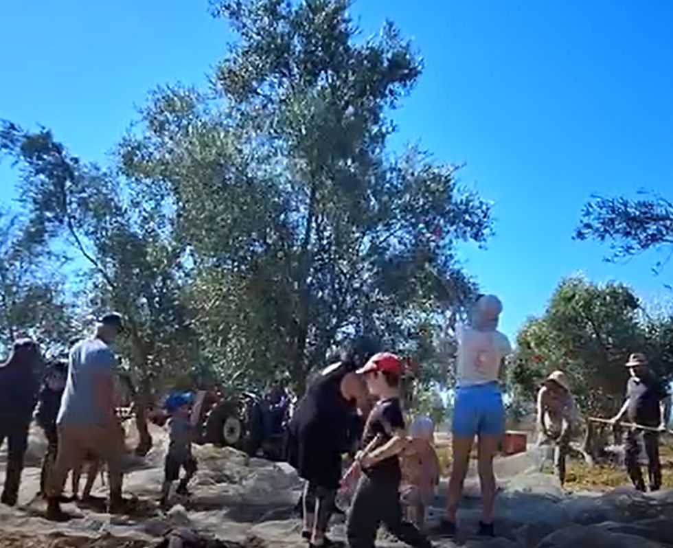 Stewart discusses the importance of olive picking at Sindyanna, with Arab and Israeli women.