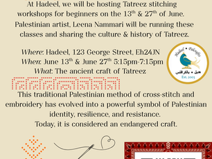 Learn how to stitch Tatreez at Hadeel - 13th and 27th June