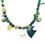 Miniature : Collier plastron court Quartz, aigle découpé en jade, et grigris