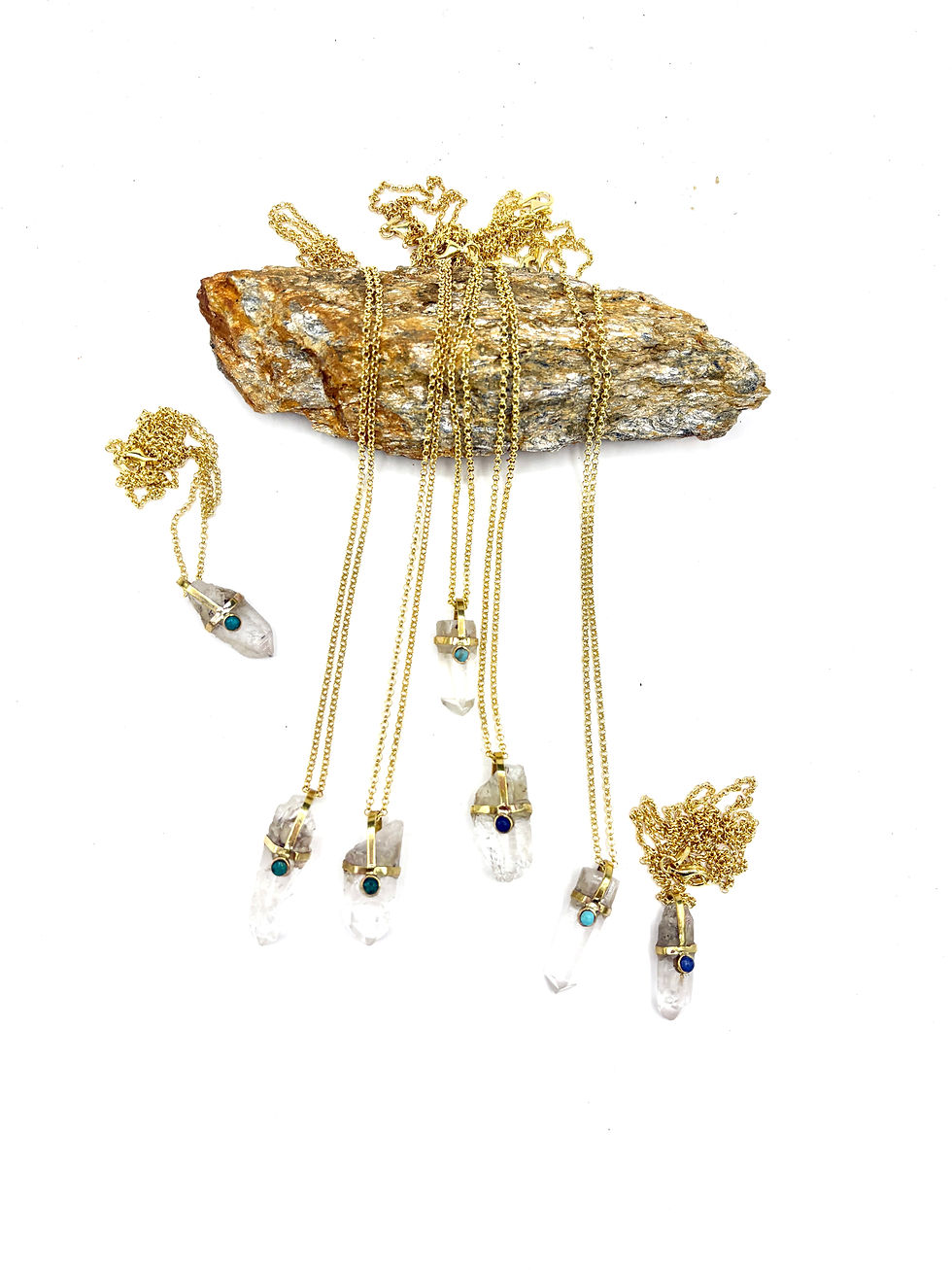 Miniature : Petit Quartz brut serti bronze Estelar et pierre naturelle