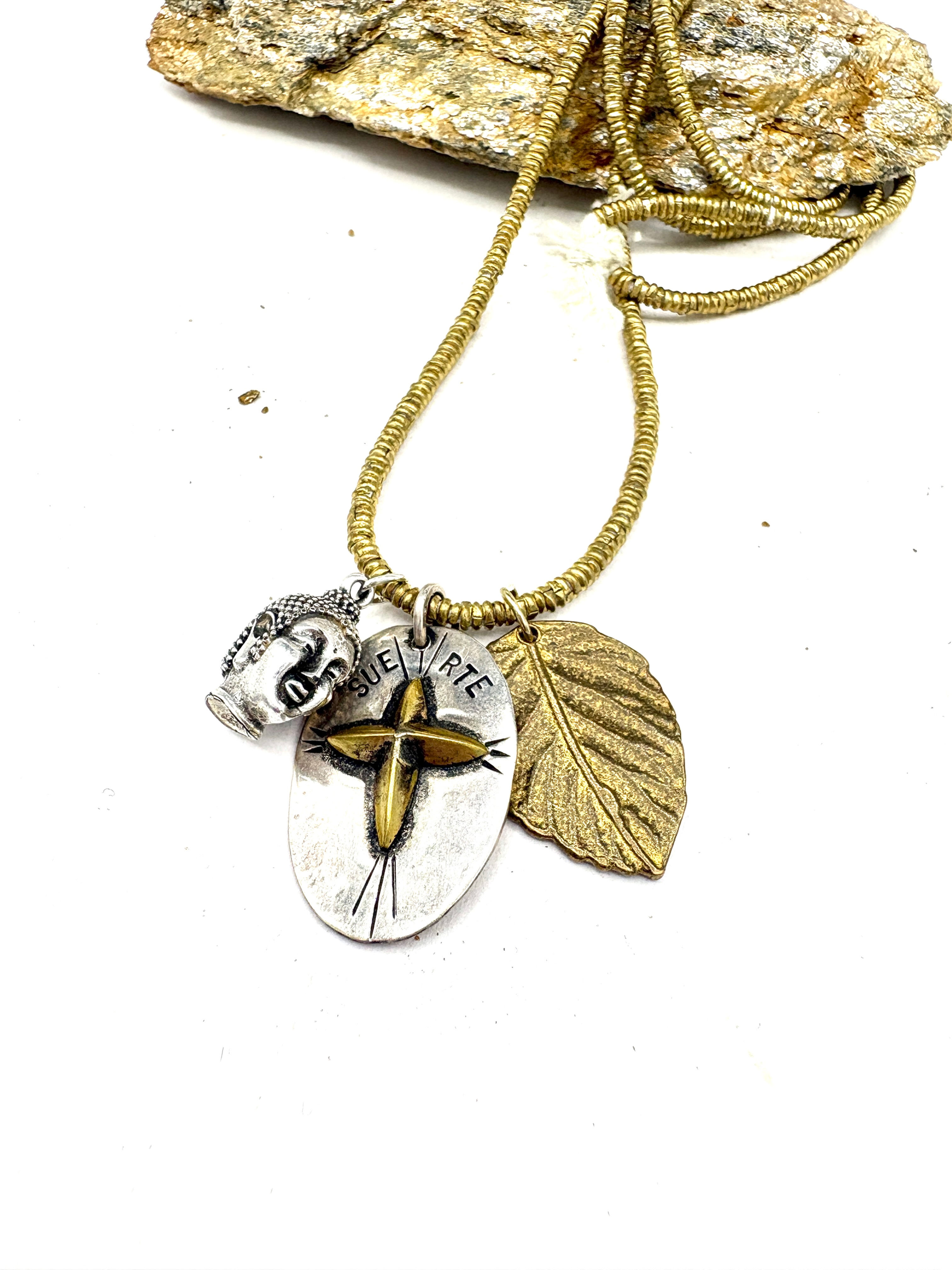 Collier Grigri Chance argent et Bronze