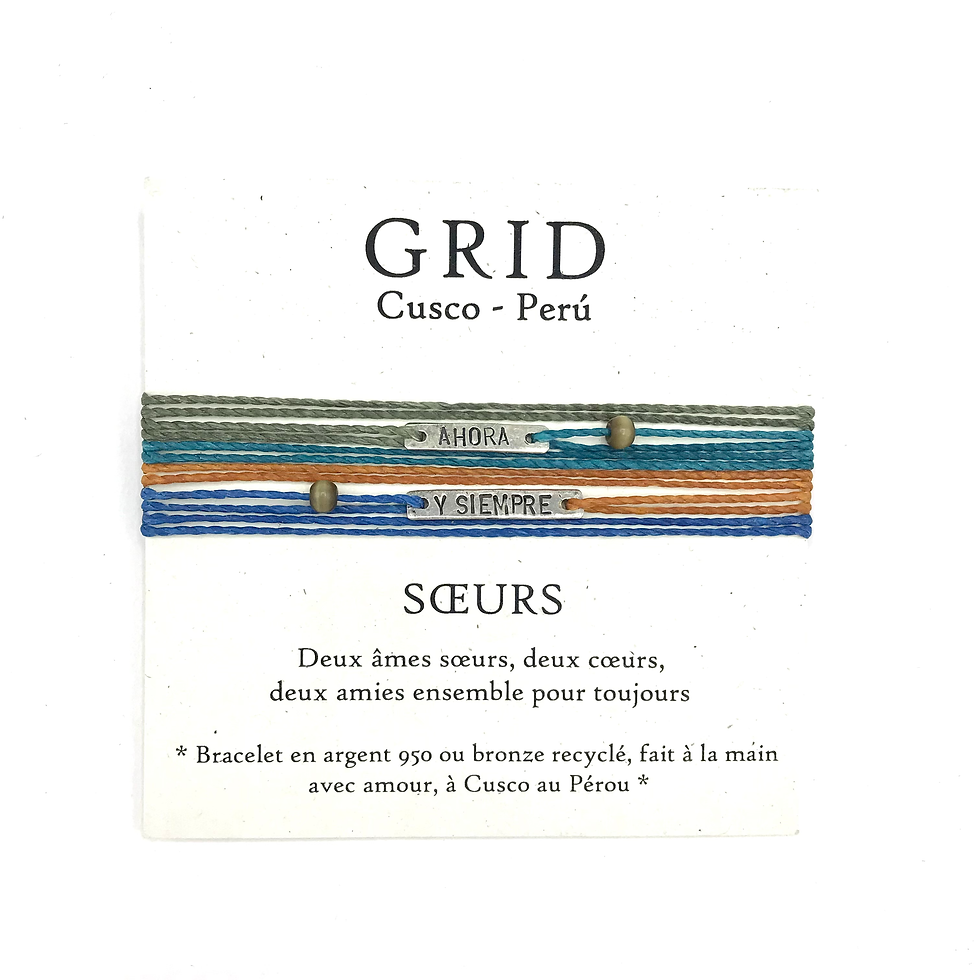 Bracelet lien Soeurs argent sur fils de couleurs