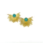 Boucles d'oreille Luz solaires et lumineuses en métal sans allergènes plaqué or et résine bleue nacrée