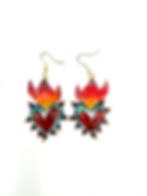 Boucles d'oreille mexicaines Coeur style exvoto colorées