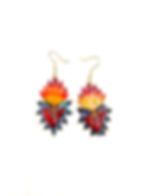 Boucles d'oreille mexicaines Coeur style exvoto colorés