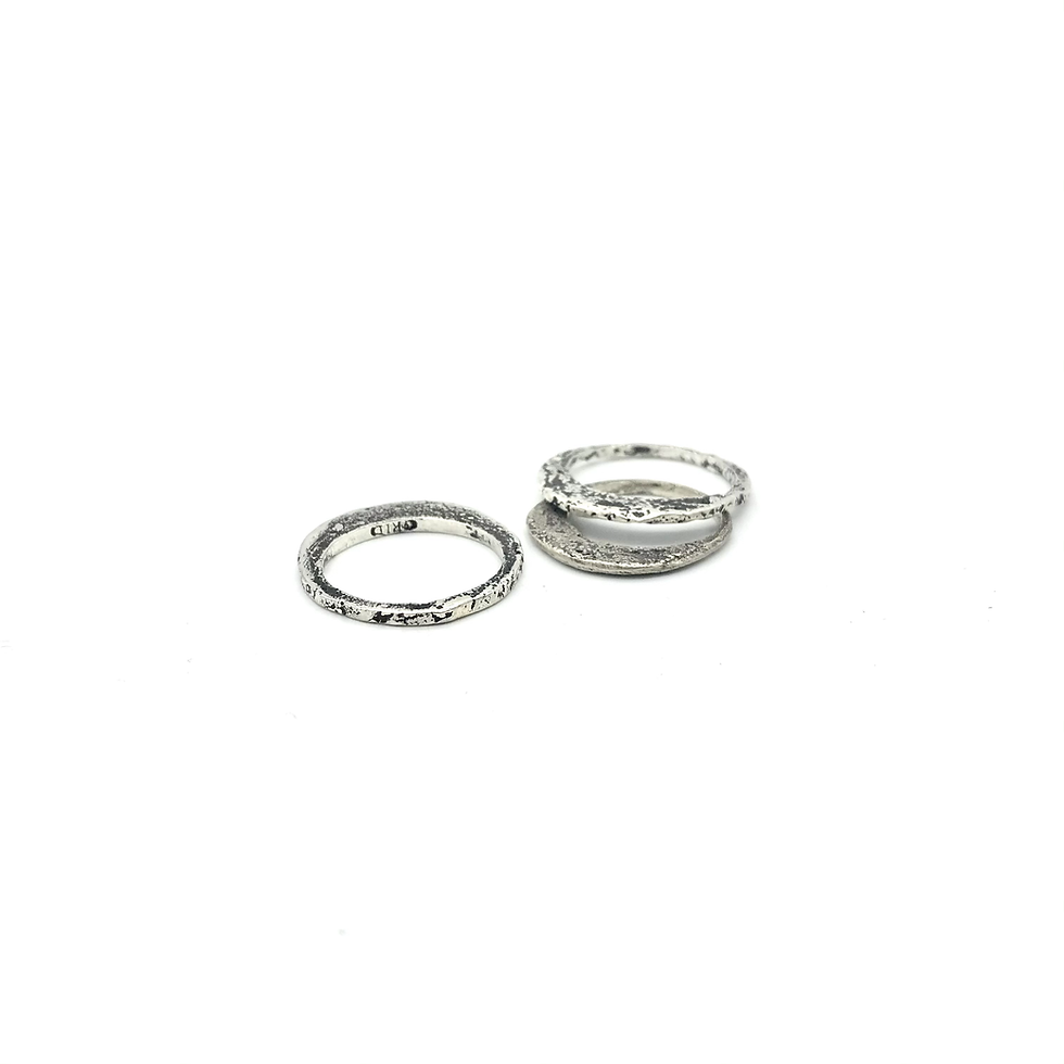 Miniature : Bague texturée Volcano en argent mixte