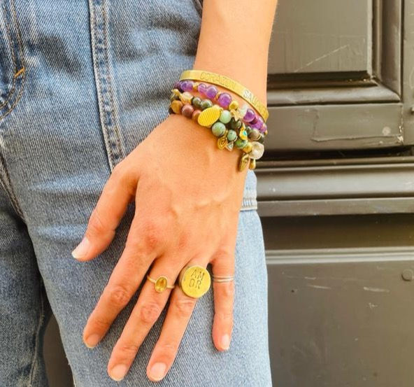 Bracelet Améthyste et bronze