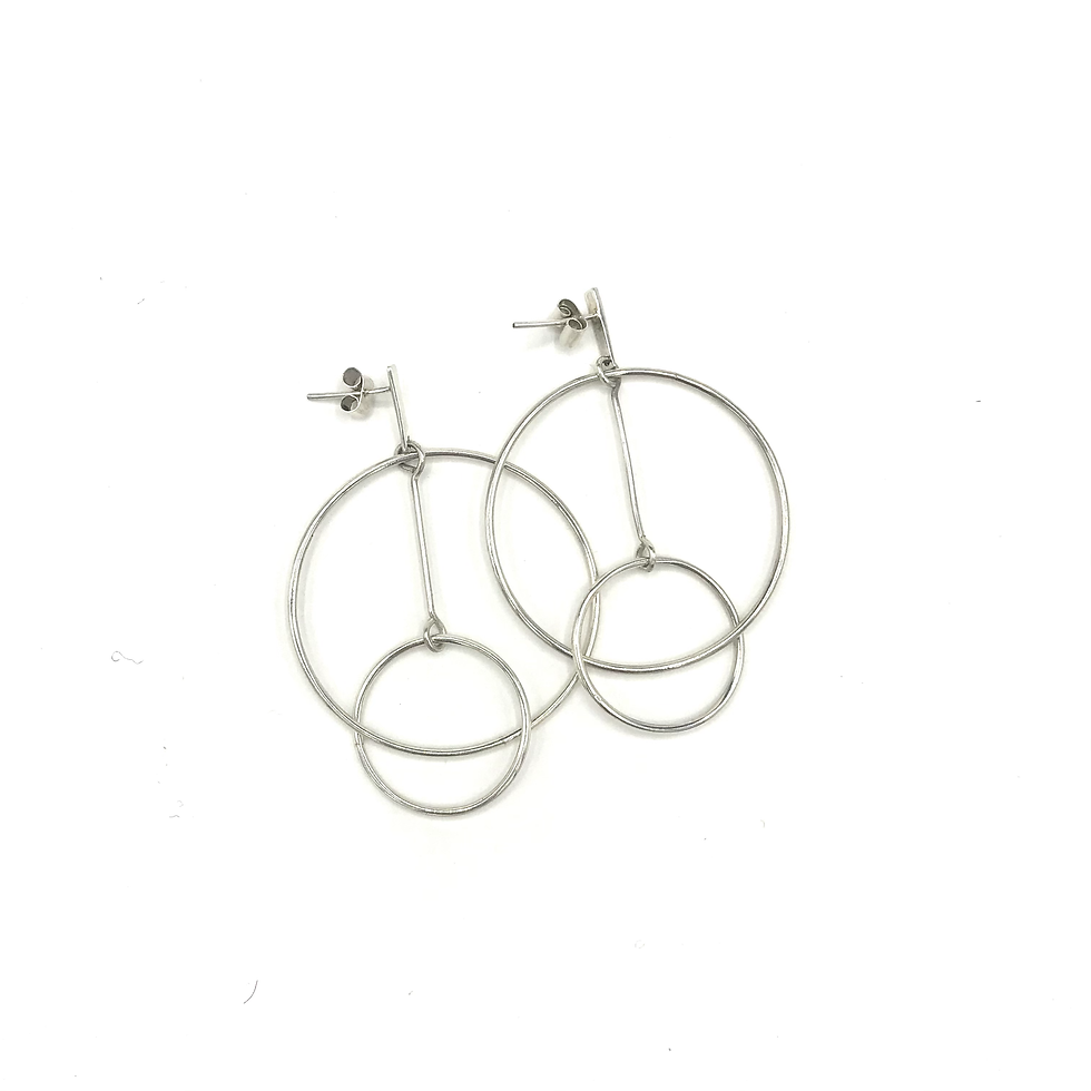 Boucle d'oreille portée aérienne en argent double créole