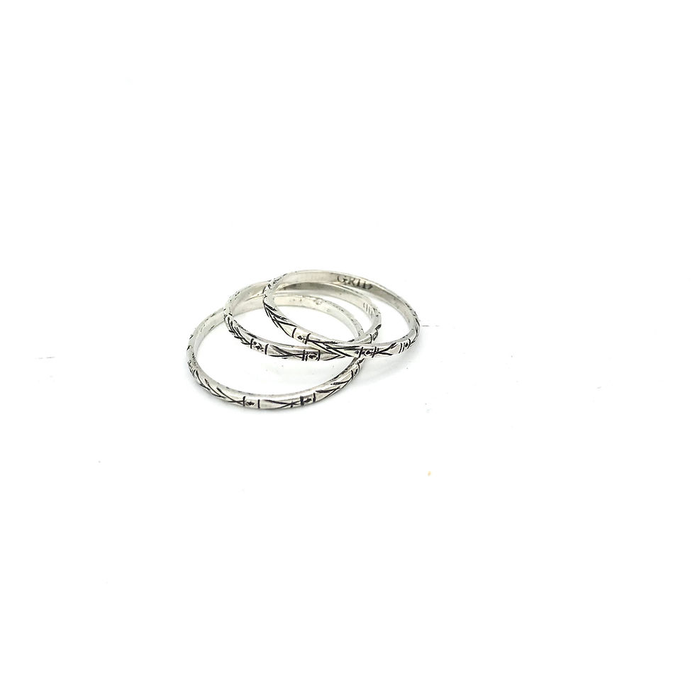 Miniature : Bague argent gravée de motifs inspirations incas ... Faite main, unique.