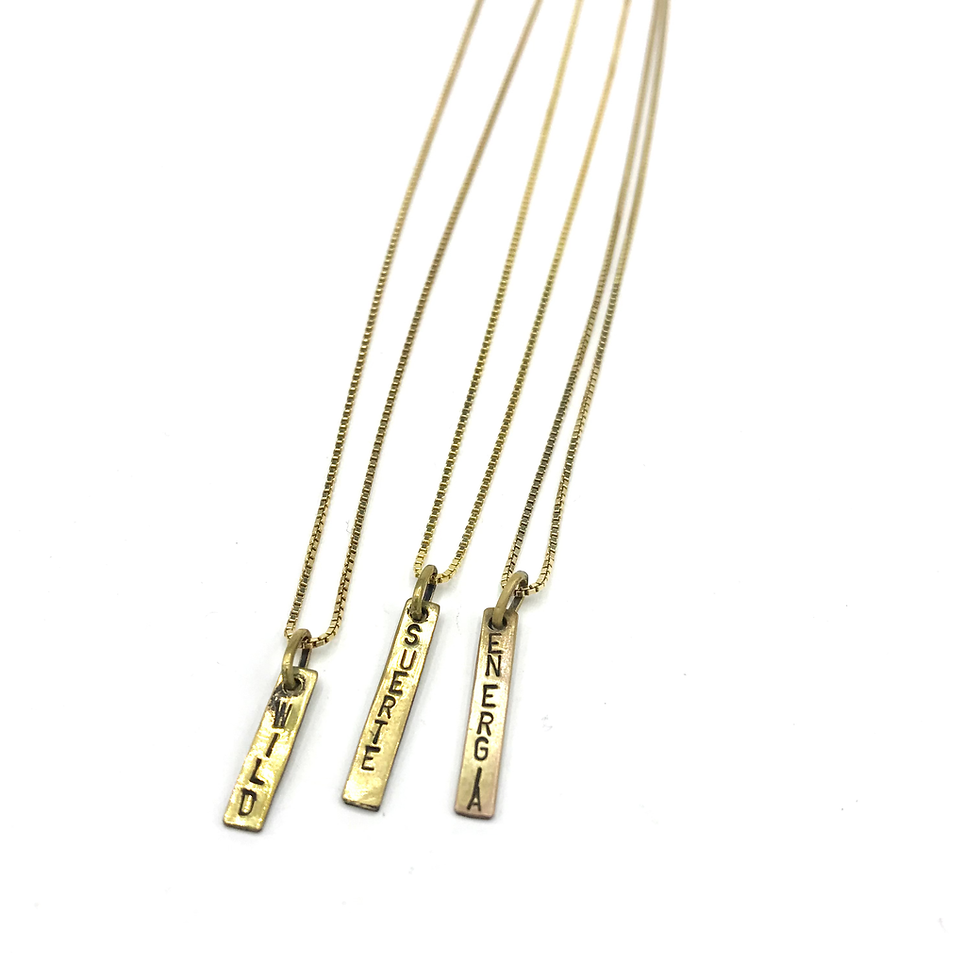 Miniature : Collier rectangle gravé MESSAGES spirituels Bronze Kay